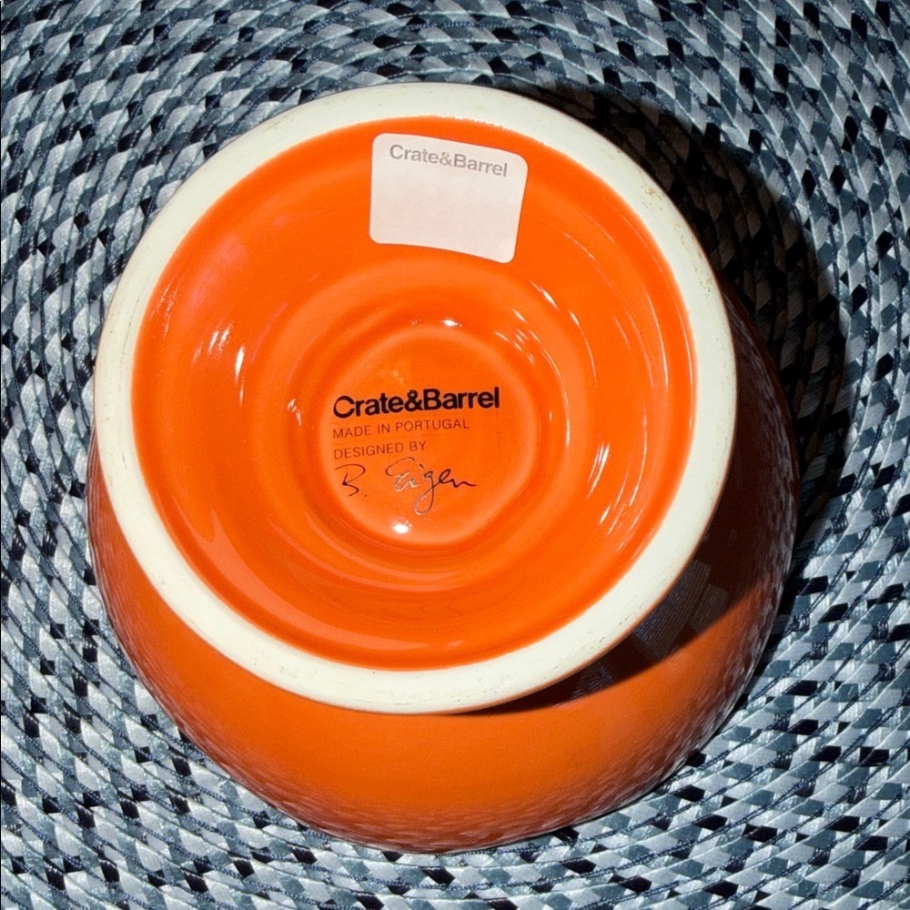 Crate&Barrel Small Vibrant Orange Footed Bowl - Picture 3 of 5
